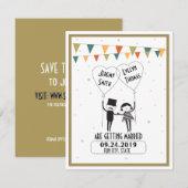 Schattig en grappig alternatief trouwkaart 'Save t Kaart (Voorkant / Achterkant)