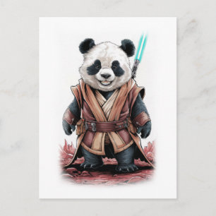 Schattig en Grappig Panda-ontwerp op een Witte Feestdagenkaart