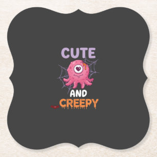 Schattig en griezelig roze monster Halloween spinn Kartonnen Onderzetters