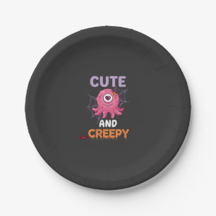 Schattig en griezelig roze monster Halloween spinn Papieren Bordje