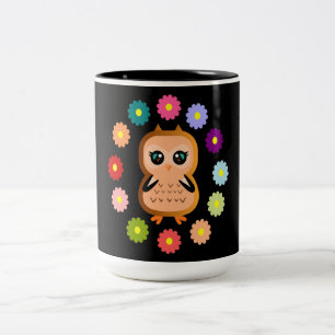 schattig en kawaii uil Wilde dieren Kleurrijke oeh Tweekleurige Koffiemok