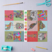 Schattig en kleurrijk dierlijk assortiment tissuep tissuepapier (Craft)