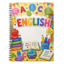 Schattig en Kleurrijk Kinderen ABC Engels Leren Notitieboek