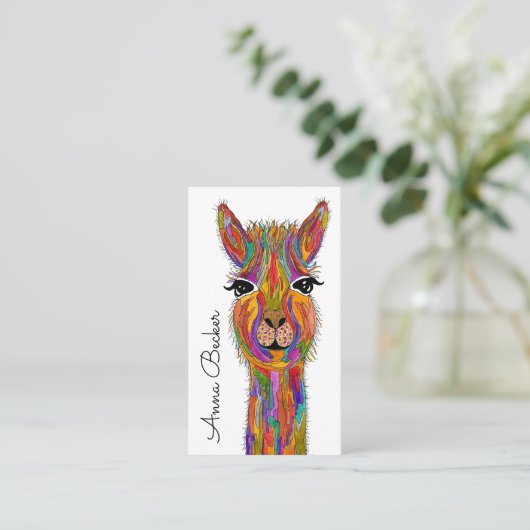 Schattig en kleurrijk Llama Visitekaartje (Staand voorkant)