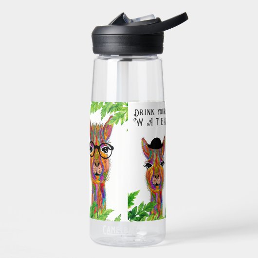 Schattig en kleurrijk Llama Ziet er fantastisch ui Waterfles (Links)
