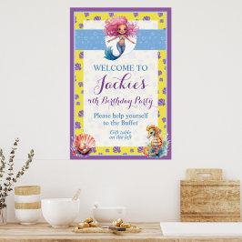 Schattig en kleurrijk magisch zeemeermin poster