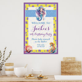 Schattig en kleurrijk magisch zeemeermin poster