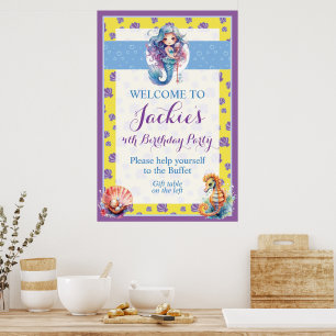 Schattig en kleurrijk magisch zeemeermin poster