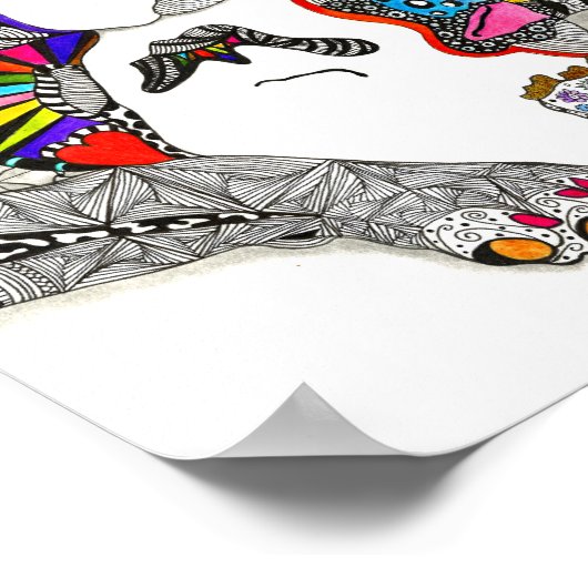 Schattig en kleurrijk Pit Bull-Poster - 8 x 10 inc Poster (Hoek)