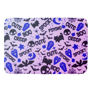 Schattig en leuk paars, blauw en zwart Halloween Badmat