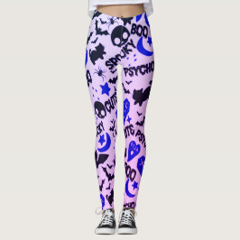 Schattig en leuk paars, blauw en zwart Halloween Leggings