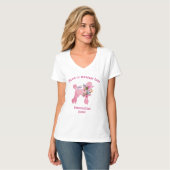 Schattig en leuk roze poedel vrouw's T-shirt (Voorkant volledig)