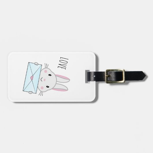 Schattig en lief konijn met liefdesbrief bagagelabel (Voorkant horizontaal)