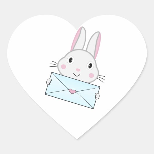 Schattig en lief konijn met liefdesbrief hart sticker (Voorkant)