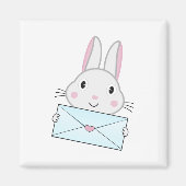 Schattig en lief konijn met liefdesbrief magneet (Voorkant)