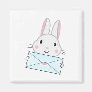 Schattig en lief konijn met liefdesbrief magneet