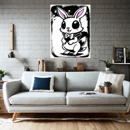 Schattig en schattig konijn | AI Art Poster