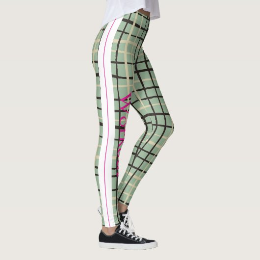 Schattig en schattig Schots patroon l Sage groen Leggings (Rechts)