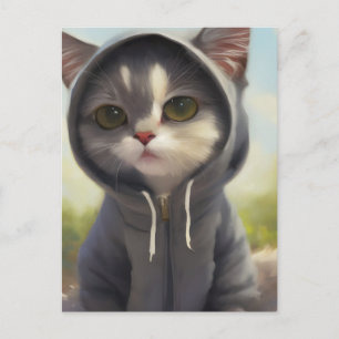 Schattig en Sweet Kitten Dragen van een Hoodie Briefkaart