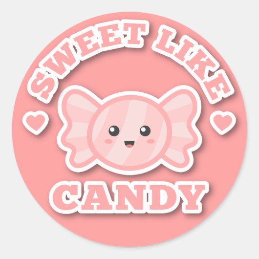 Schattig en Zoet Als Snoepjes Ronde Sticker (Voorkant)