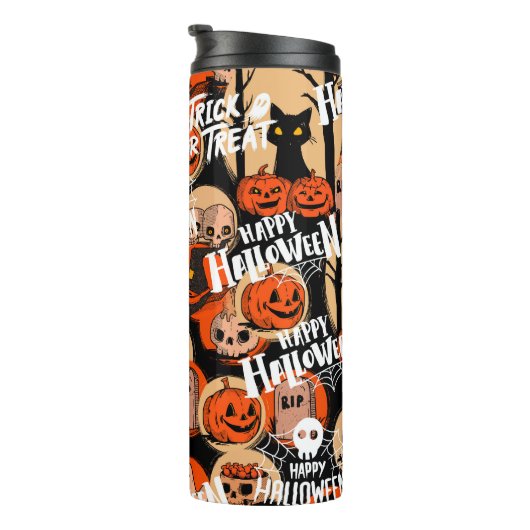 Schattig & eng Halloween griezelige sfeer Thermosbeker (Geroteerd rechts)