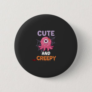 Schattig enge roze monster Halloween spinnenweb vl Ronde Button 5,7 Cm