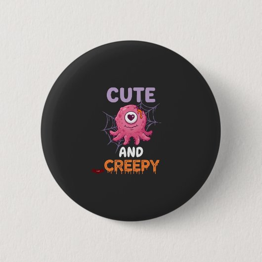 Schattig enge roze monster Halloween spinnenweb vl Ronde Button 5,7 Cm (Voorkant)