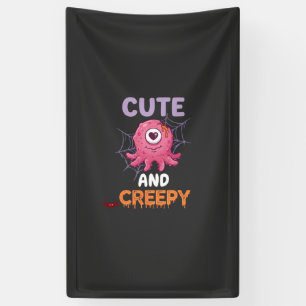 Schattig enge roze monster Halloween spinnenweb vl Spandoek