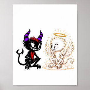 Schattig engel en duivel ontwerp, goed versus kwaa poster