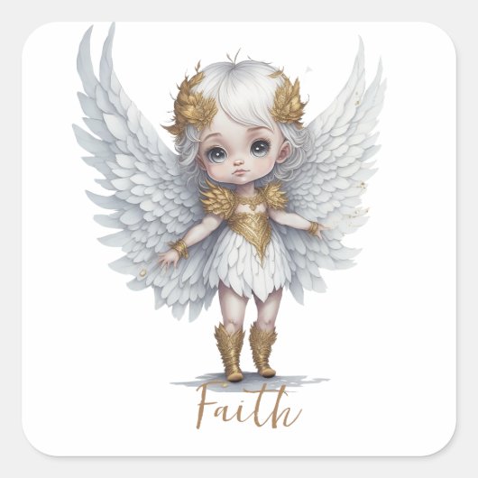 Schattig engel meisje - Faith Vierkante Sticker (Voorkant)