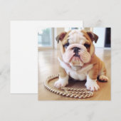 SCHATTIG ENGELS BULLDOG PUPPY WENSKAART FEESTDAGENKAART (Voorkant / Achterkant)
