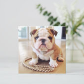 SCHATTIG ENGELS BULLDOG PUPPY WENSKAART FEESTDAGENKAART (Staand voorkant)