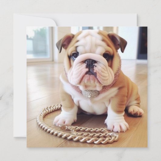 SCHATTIG ENGELS BULLDOG PUPPY WENSKAART FEESTDAGENKAART (Voorkant)