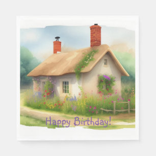 Schattig Engels Cottage Verjaardag Servet