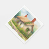 Schattig Engels Cottage Verjaardag Servet (Hoek)