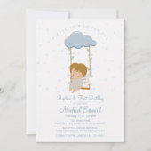 Schattig engeltje, eerste verjaardag en doop kaart (Voorkant)