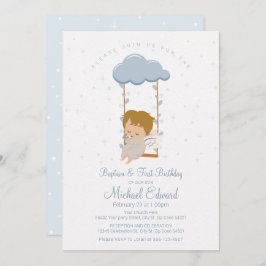 Schattig engeltje, eerste verjaardag en doop kaart