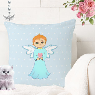 Schattig engeltje in turquoise met een hart kussen