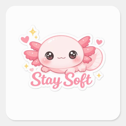Schattig esthetisch axolotl vierkante sticker (Voorkant)