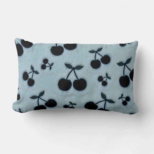 Schattig esthetisch blauw kersenpatroon kussen (Voorkant)
