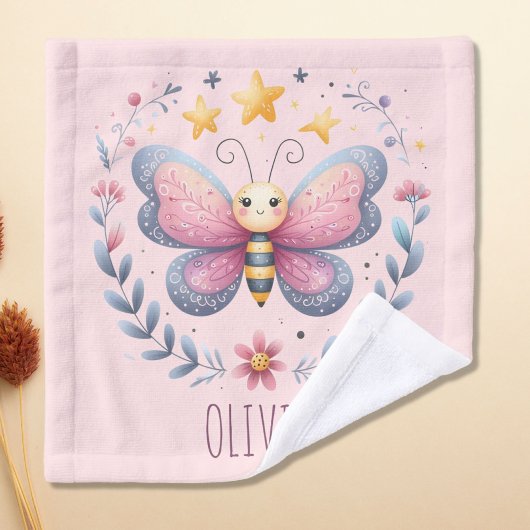 Schattig esthetisch bloemmotief vlinder washandje