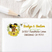 Schattig Etnisch Baby Girl|Gele zonnebloem Etiket (Insitu)