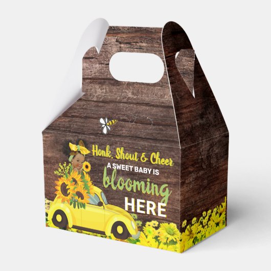 Schattig etnisch baby meisje |Gele zonnebloem rust Bedankdoosjes (Achterkant)