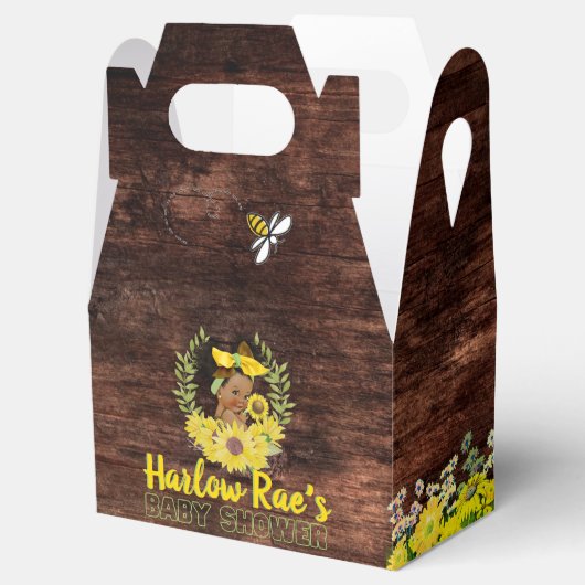 Schattig etnisch baby meisje |Gele zonnebloem rust Bedankdoosjes (Geopend)