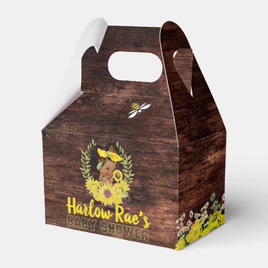 Schattig etnisch baby meisje |Gele zonnebloem rust Bedankdoosjes (Voorkant Zijde)