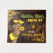 Schattig etnisch babymeisje| Gele zonnebloem rusti Wandkleed (Voorkant (horizontaal))