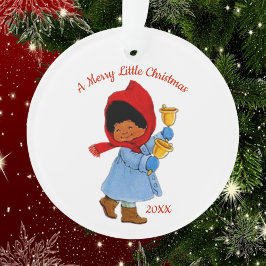 Schattig etnisch kerstkleuterbelrinkelaar meisje ornament