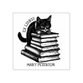 Schattig Ex Libris Kat, Antiek Bibliotheekboek Rubberstempel (Afrduk)