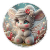 Schattig Fairy Bunny Keramische Knop (Voorkant)