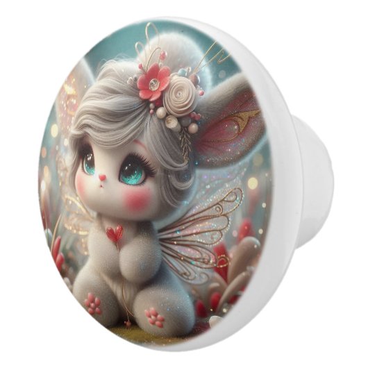 Schattig Fairy Bunny Keramische Knop (Rechts)